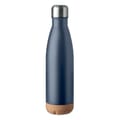 Thermosfles-met-kurken-bodem-RVS-500-ml-bedrukken-donkerblauw