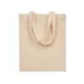 Katoenen-geschenktas-met-gekleurde-draaghengsels-140-gm-17-x-22-cm-bedrukken-beige