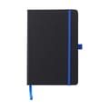 Notitieboekje-A5-zwart-Gelinieerd-Gekleurde-elastiek-bedrukken-blauw