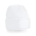 Beechfield-Acryl-beanie-Met-ronde-patch-bedrukken-wit