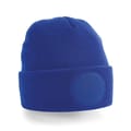 Beechfield-Acryl-beanie-Met-ronde-patch-bedrukken-blauw
