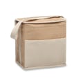 Jute-koeltas-met-katoenen-voorvak-en-draagband-3-liter-bedrukken-beige