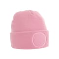 Beechfield-Acryl-beanie-Met-ronde-patch-bedrukken-roze