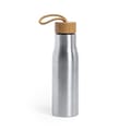 RVS-waterfles-met-draaglus-Bamboe-600-ml-bedrukken-zilver