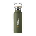 Thermosfles-met-handvat-Gerecycled-RVSbamboe-500-ml-bedrukken-donkergroen