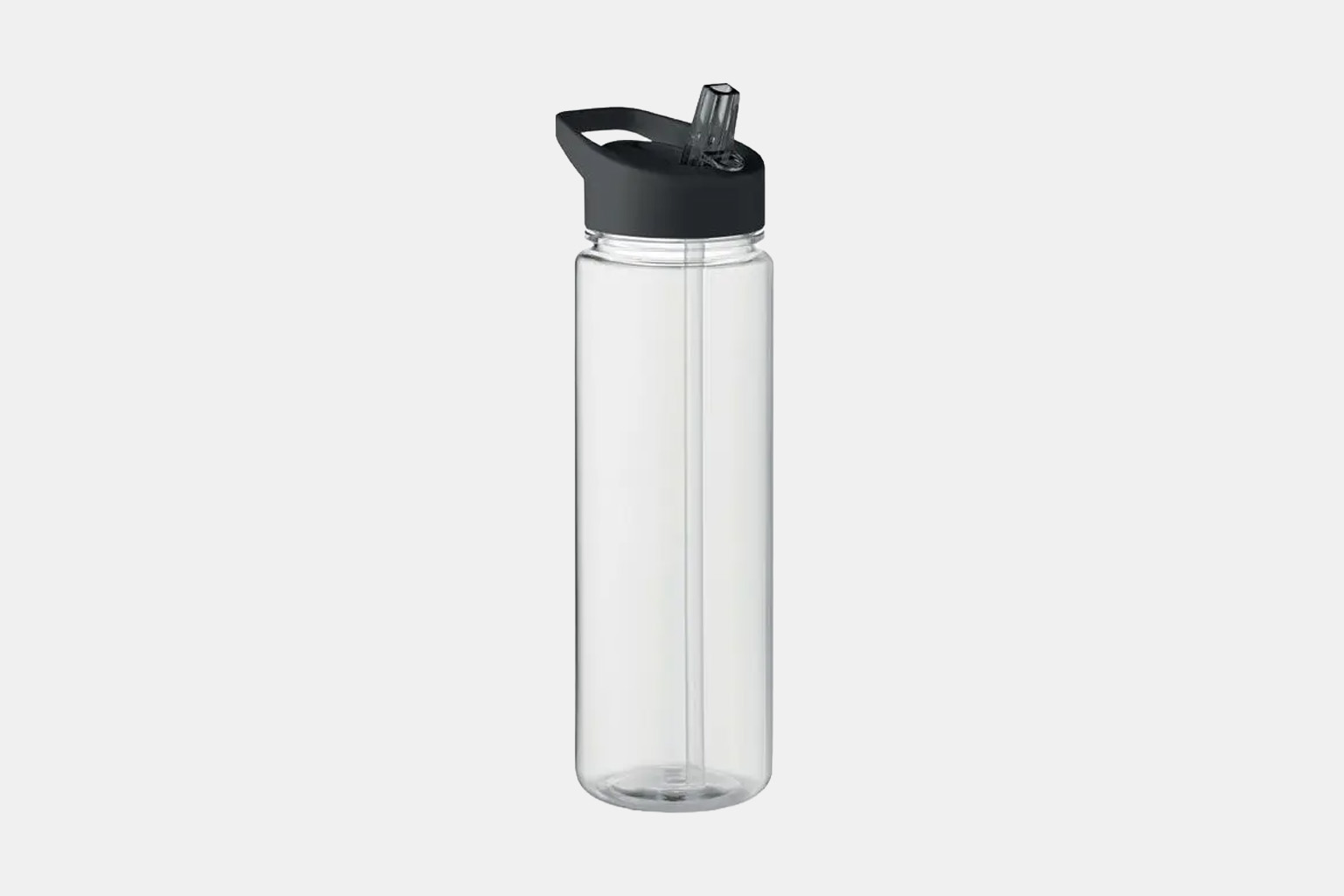Transparante waterfles met rietje