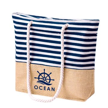 Gestreepte-katoenen-strandtas-Jute-450-gm-bedrukken