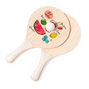 Houten-beachball-set-met-bal-Tarwestro-bedrukken