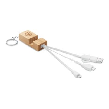 Sleutelhanger-met-telefoonstandaard-en-3-oplaadkabels-Bamboe-bedrukken