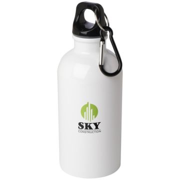 Waterfles-gerecycled-RVS-Met-karabijnhaak-400-ml-bedrukken