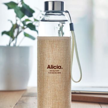 Waterfles-met-jute-beschermhoes-Glas-500-ml-bedrukken