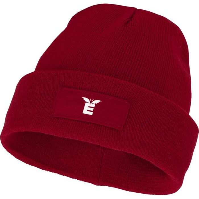 Acryl rib beanie met patch