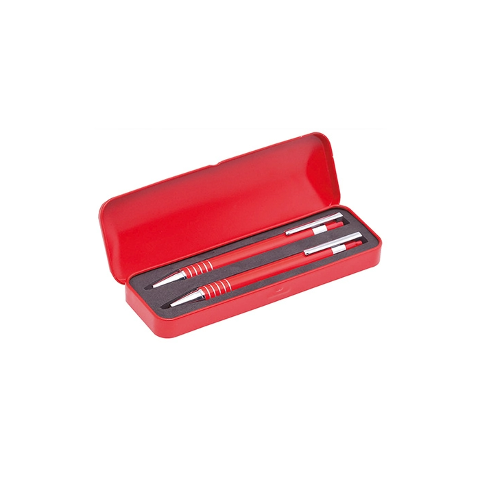 Aluminium pennenset met opbergdoosje | Balpen en vulpotlood