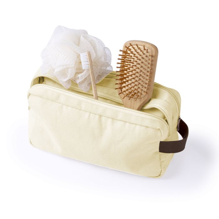 Canvas toilettas met draaglus | 2 ritsvakken