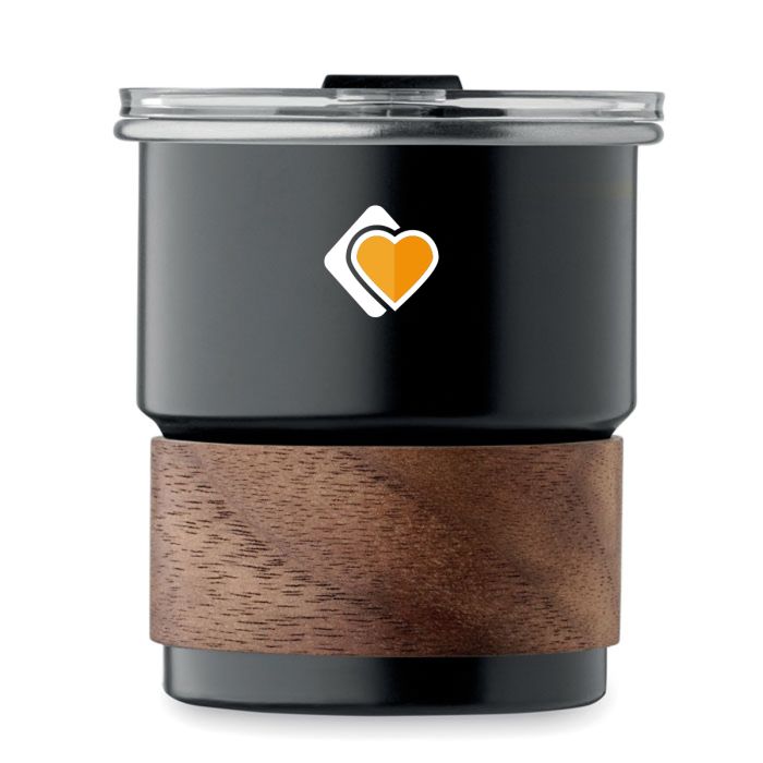 Drinkbeker met houten handgreep | Gerecycled RVS | 260 ml