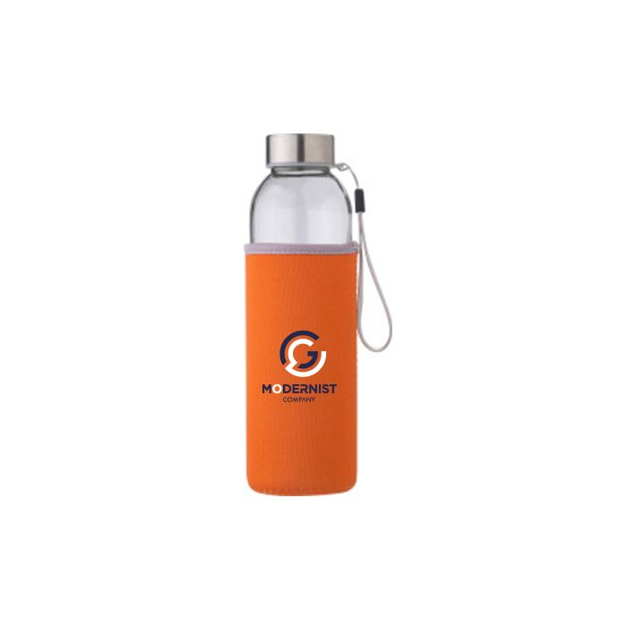 Glazen fles met hoes | 500 ml