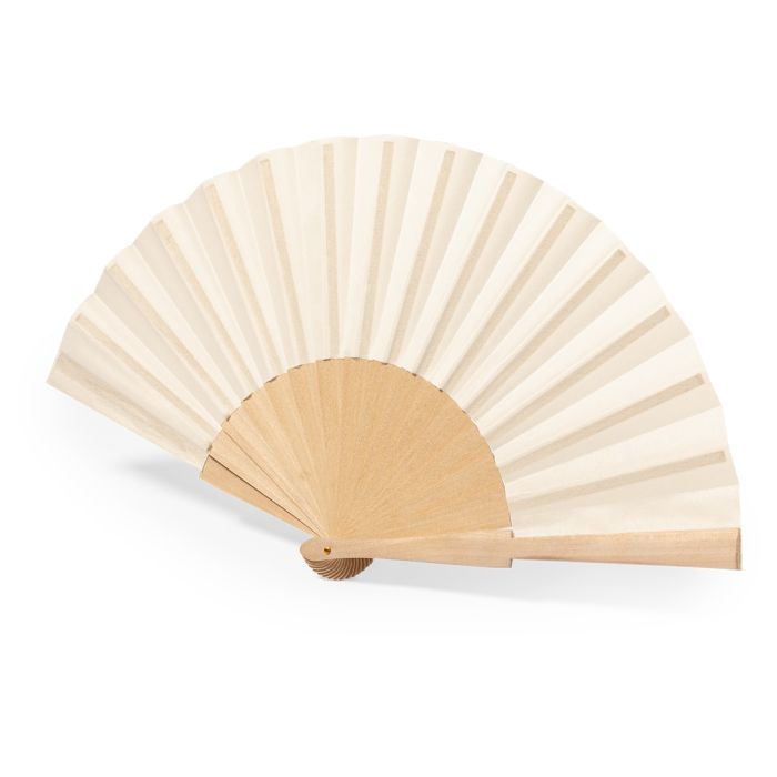 Houten waaier met doek van polykatoen