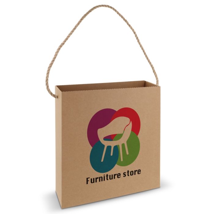 Kartonnen geschenktas met jute draaghengsel | Vierkant