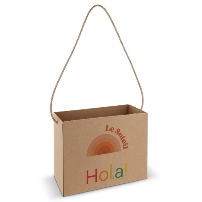 Kartonnen geschenktas met jute draaghengsel