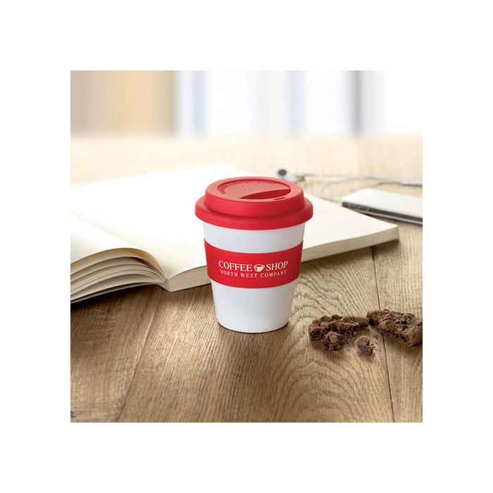 Kunststof koffiebeker met siliconen deksel | 350 ml
