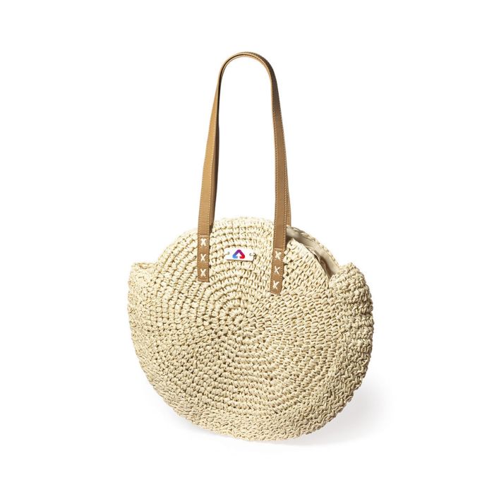 Gevlochten strandtas met PU draaghengsels | 45 x 40 cm