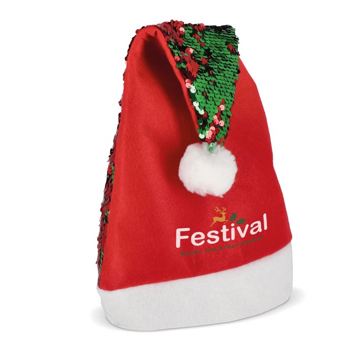 Pailletten kerstmuts | Tweekleurig | Polyester