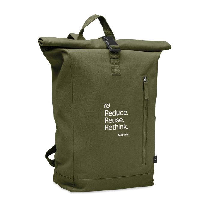 Rolltop rugzak | Gerecycled katoen & polyester | 26 x 56 cm