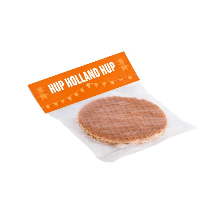 Roomboter stroopwafel in zakje met kopkaartje