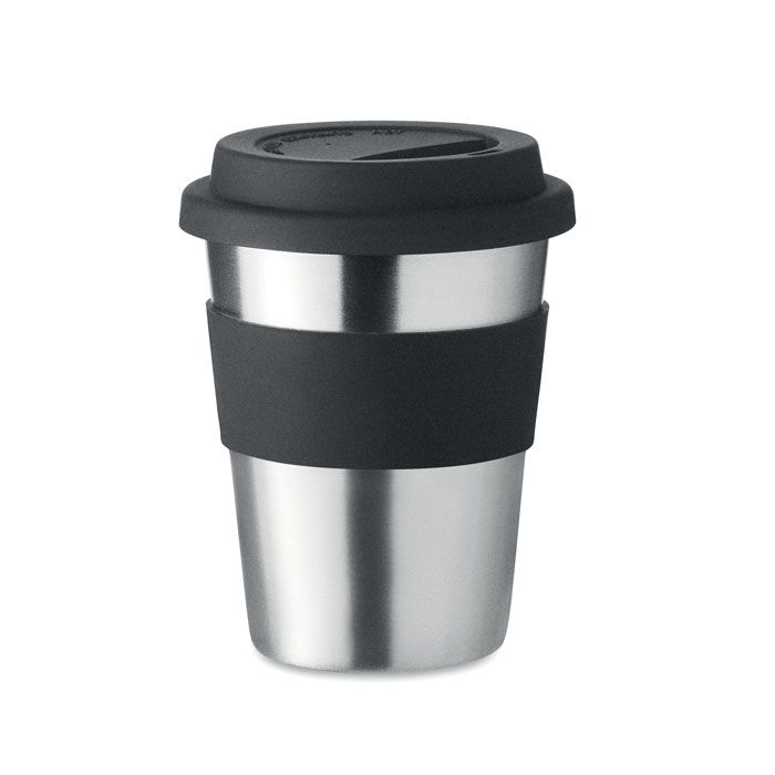 Koffiebeker to go met deksel - Thermobeker RVS - 355 ml - Roségoud