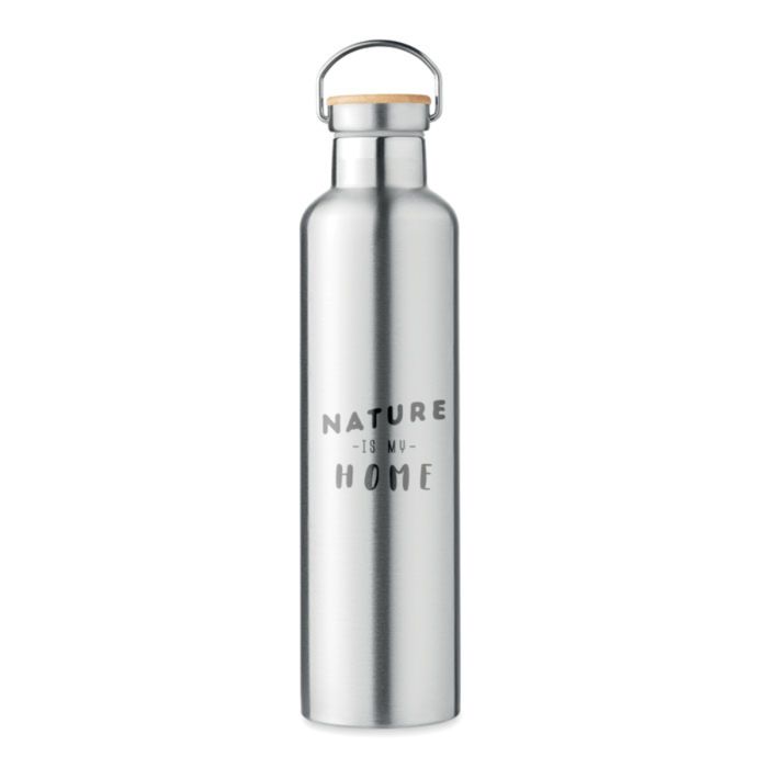 RVS thermosfles met bamboe dop | 1L