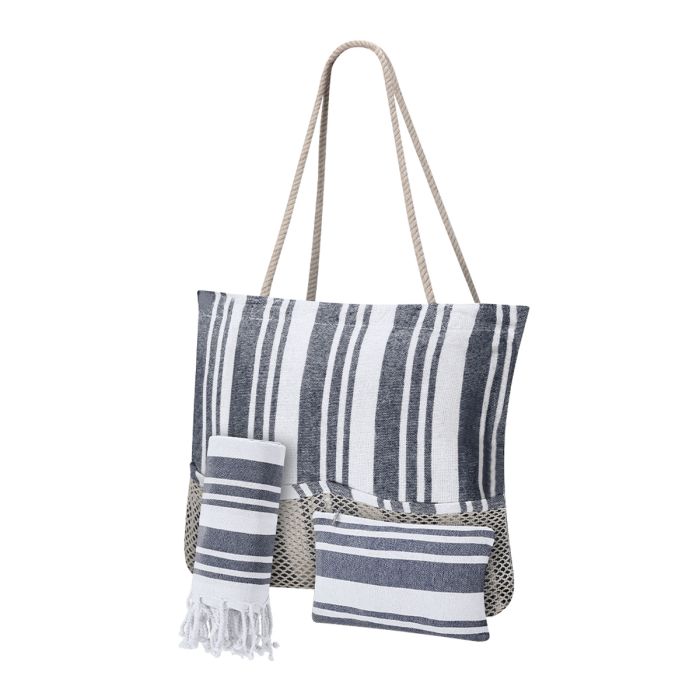 Strandset gestreept | Tas, toilettas en strandhanddoek | 180 g/m²