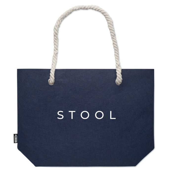 Strandtas met koordhengsels | RPET vilt | 46 x 32 cm