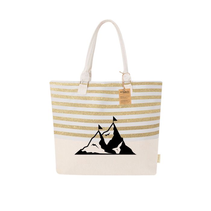 Gestreepte tas met touwhengsels | Gerecycled katoen | 210 g/m²
