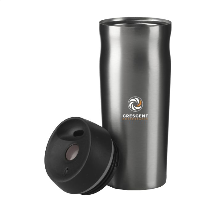 Thermosbeker met drukknop bediening | Gerecycled RVS | 450 ml