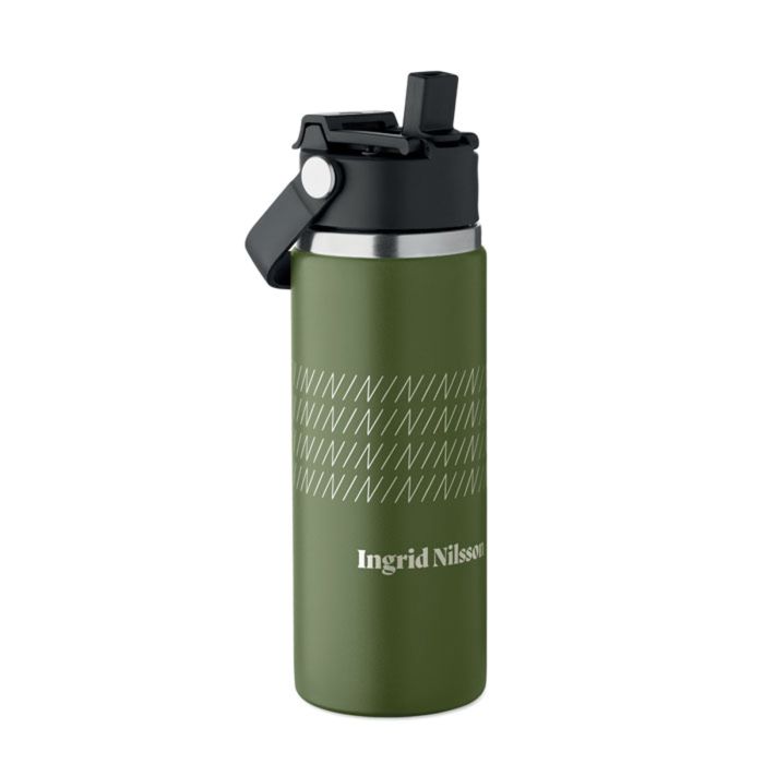 Thermosfles met drinkrietje en handvat | RVS | 500 ml