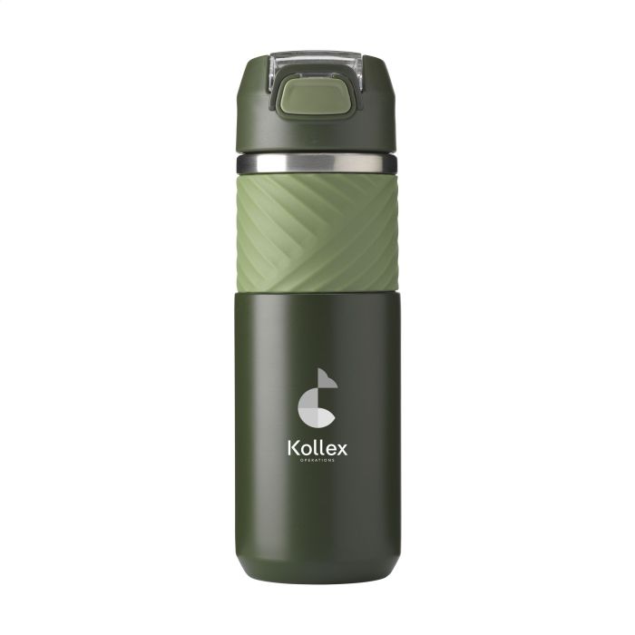 Thermosfles met rubberen grip | Gerecycled RVS | 500 ml
