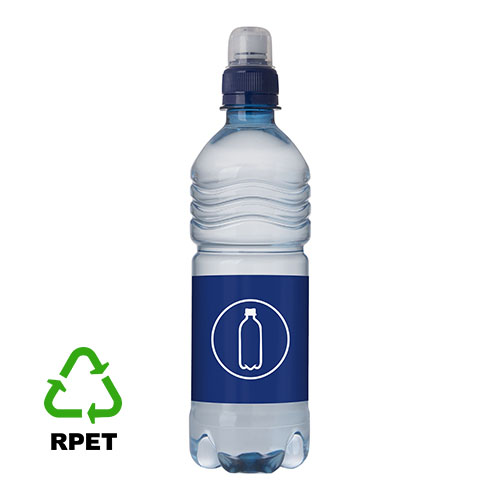 Waterflesje RPET 330ML sportdop blauwBL logo