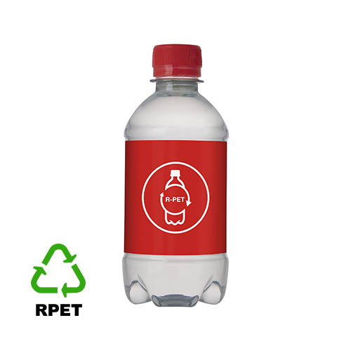 Waterflesje RPET 330ML sportdop rood bruis logo