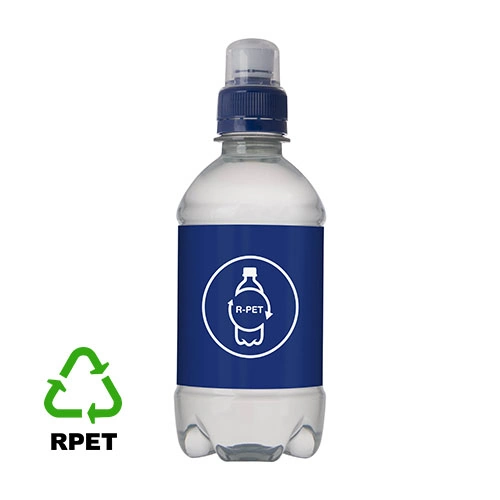 Waterflesje RPET 330ML sportdop blauw logo