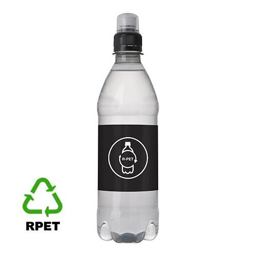 Waterflesje RPET 330ML sportdop zwart logo